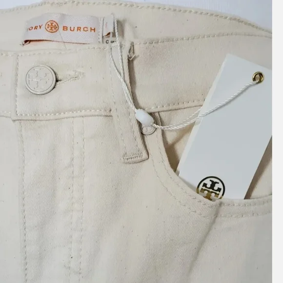 SOLD ‼️ Tory Burch Women's Lana Embroidered Cuff Jeans Pompom NWT $248.00 27 SM - Picture 8 of 9